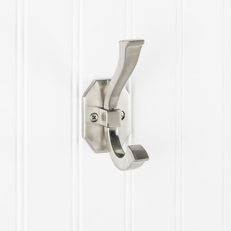 Elements 4-5/16" Satin Nickel Emerald Double Prong Wall Mounted Hook YD45-431SN